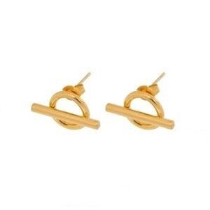 Gold Toggle Bar Stud Earrings 18k Gold Plated Stainless Steel Geometric Jewelry